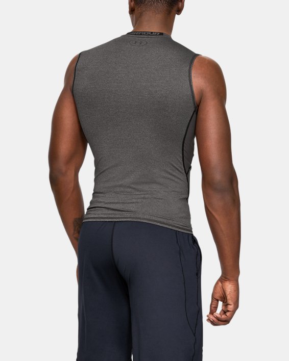Men's UA HeatGear® Armour Sleeveless Compression Shirt, Gray, pdpMainDesktop image number 1